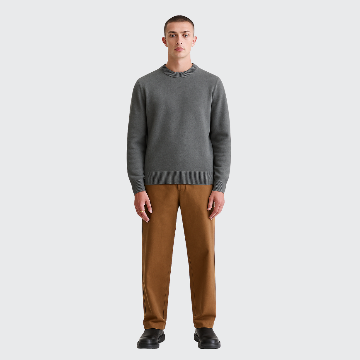 Pull col rond en maille fine cachemire Old money