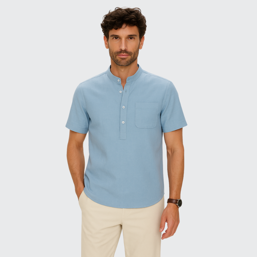 Chemise col officier en laine Old money