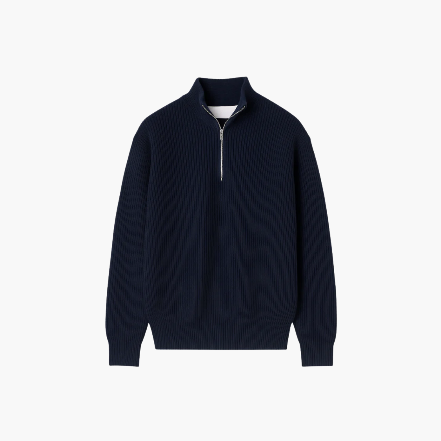 Pull col montant zippé cachemire Old money