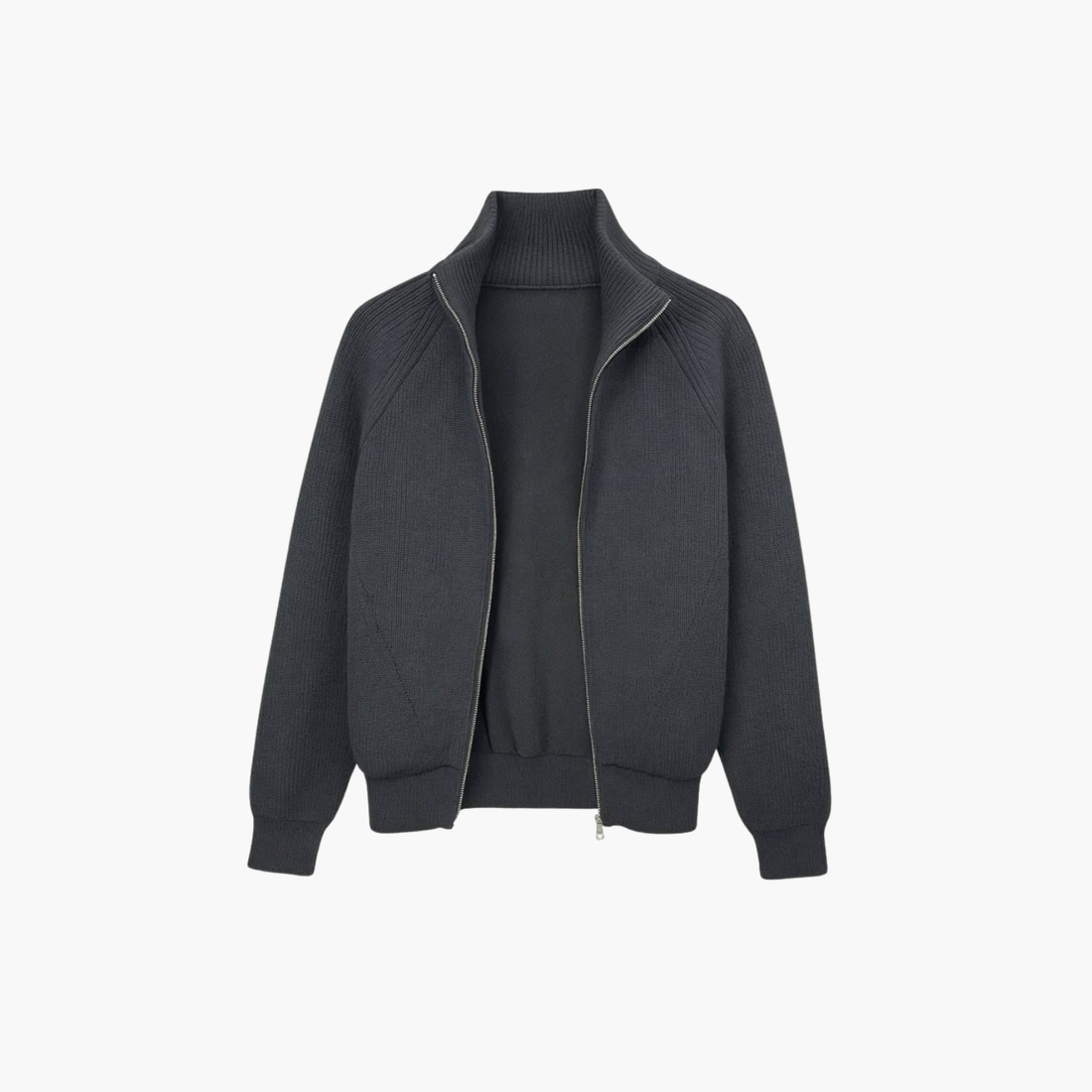 Gillet zippé col montant en laine Old money
