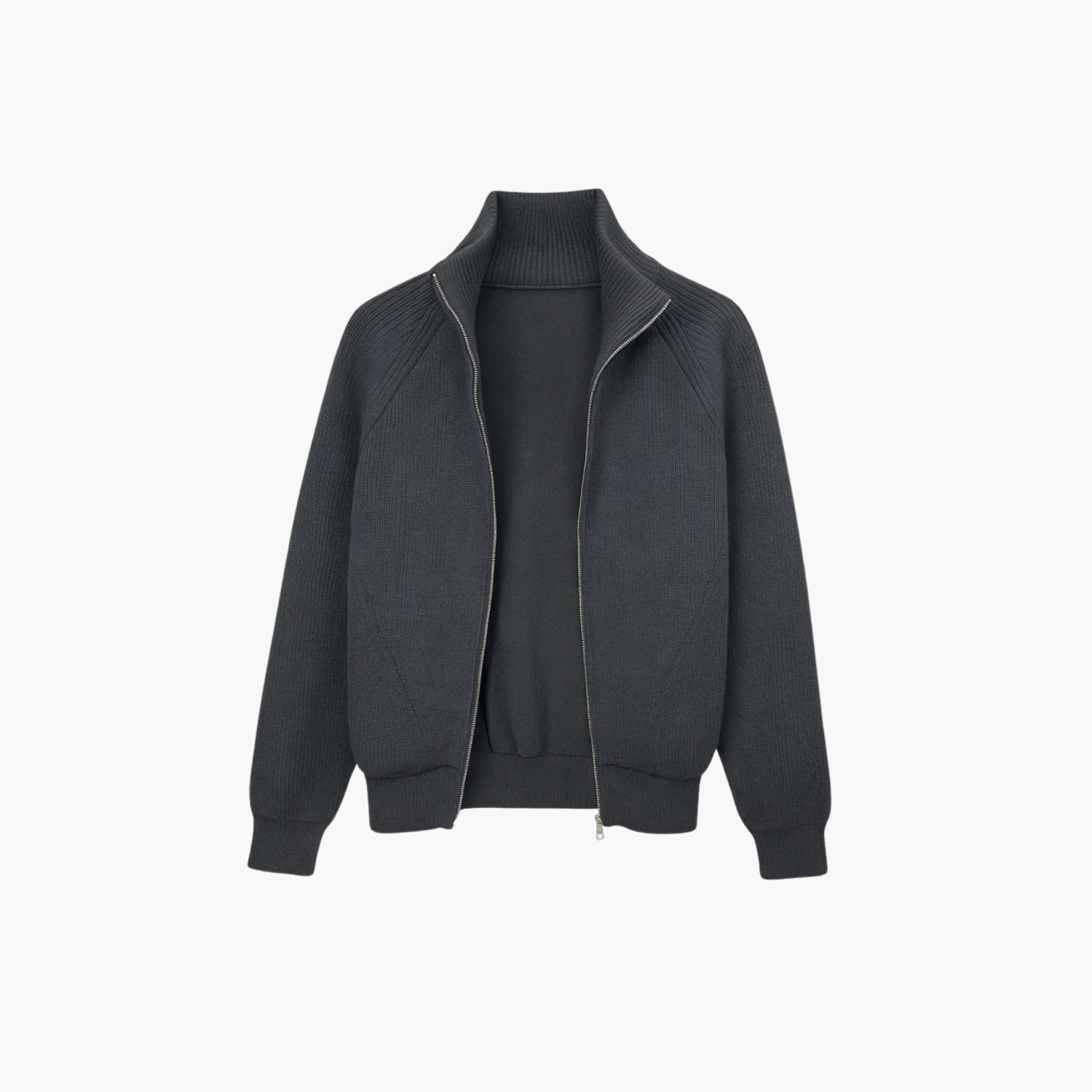 Gillet zippé col montant en laine Old money