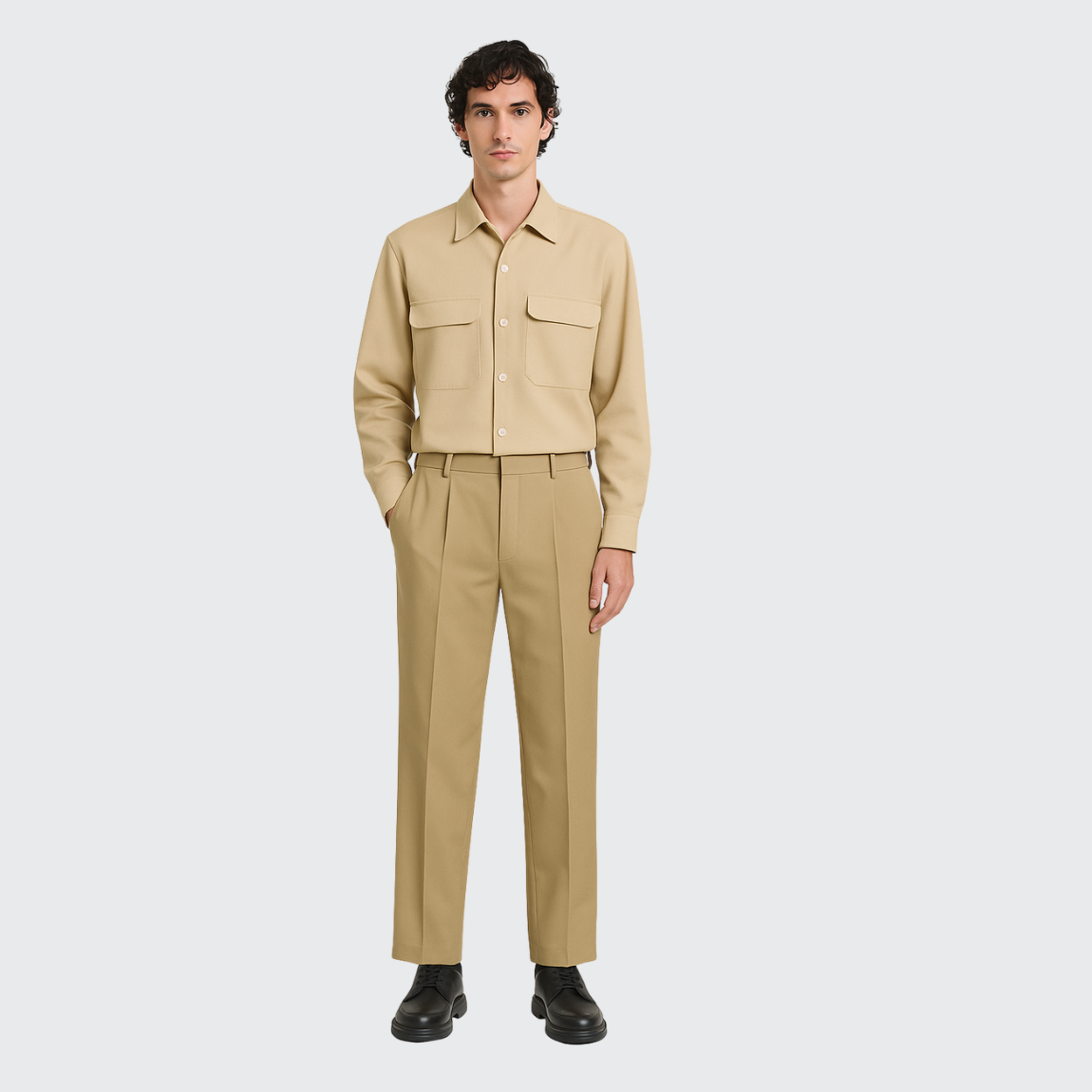 Pantalon habillé en laine peignée Old money