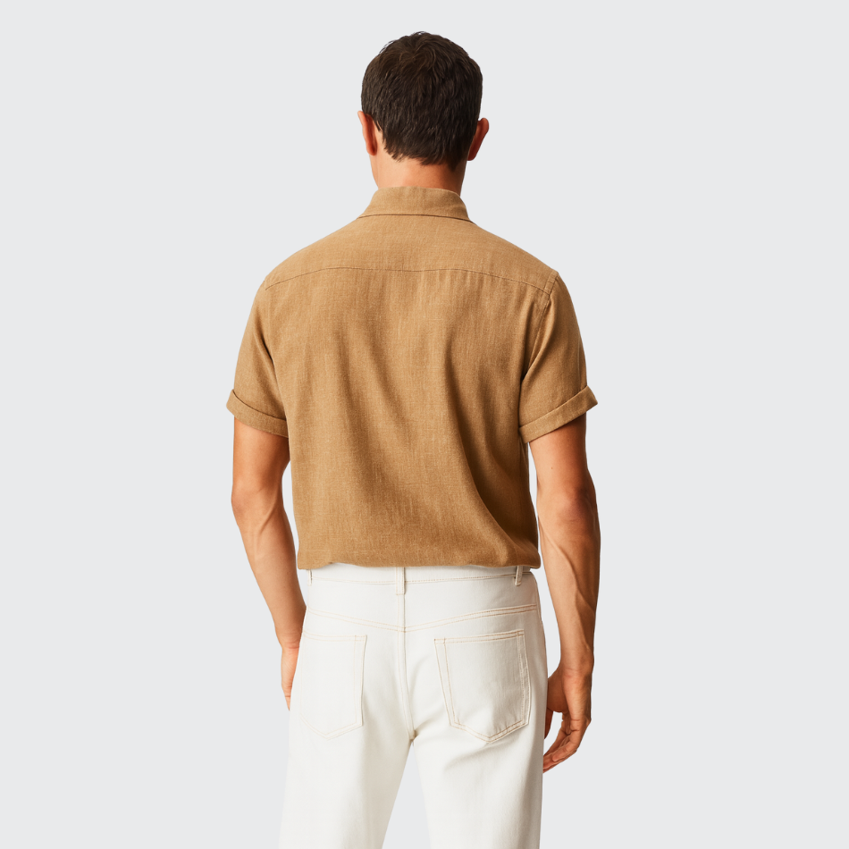 Chemise manche courte en cachemire et laine mérinos Old money