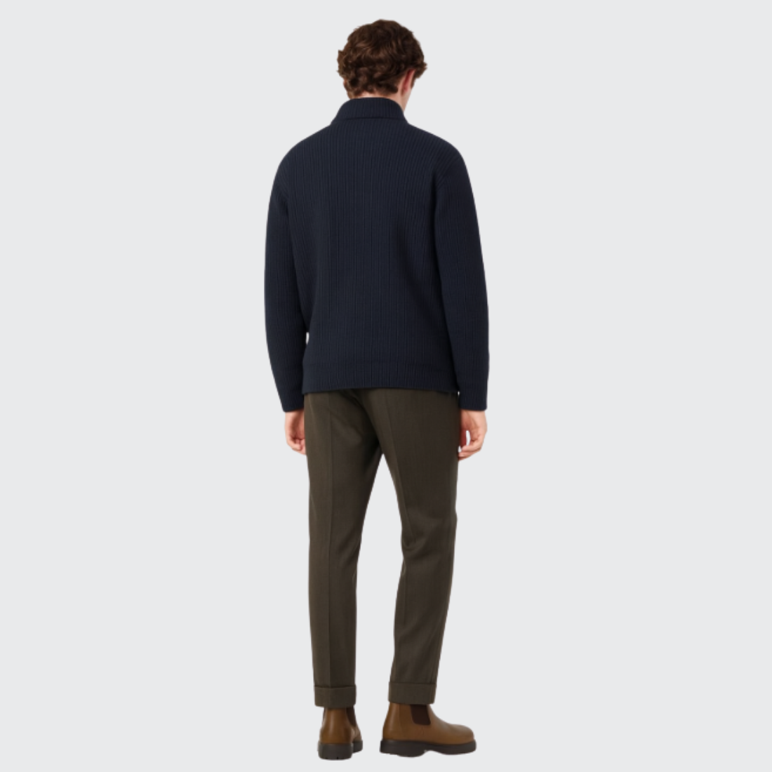 Pull col montant zippé cachemire Old money