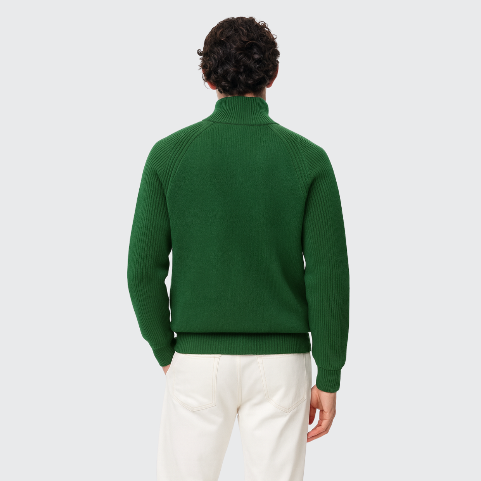 Gillet zippé col montant en laine Old money