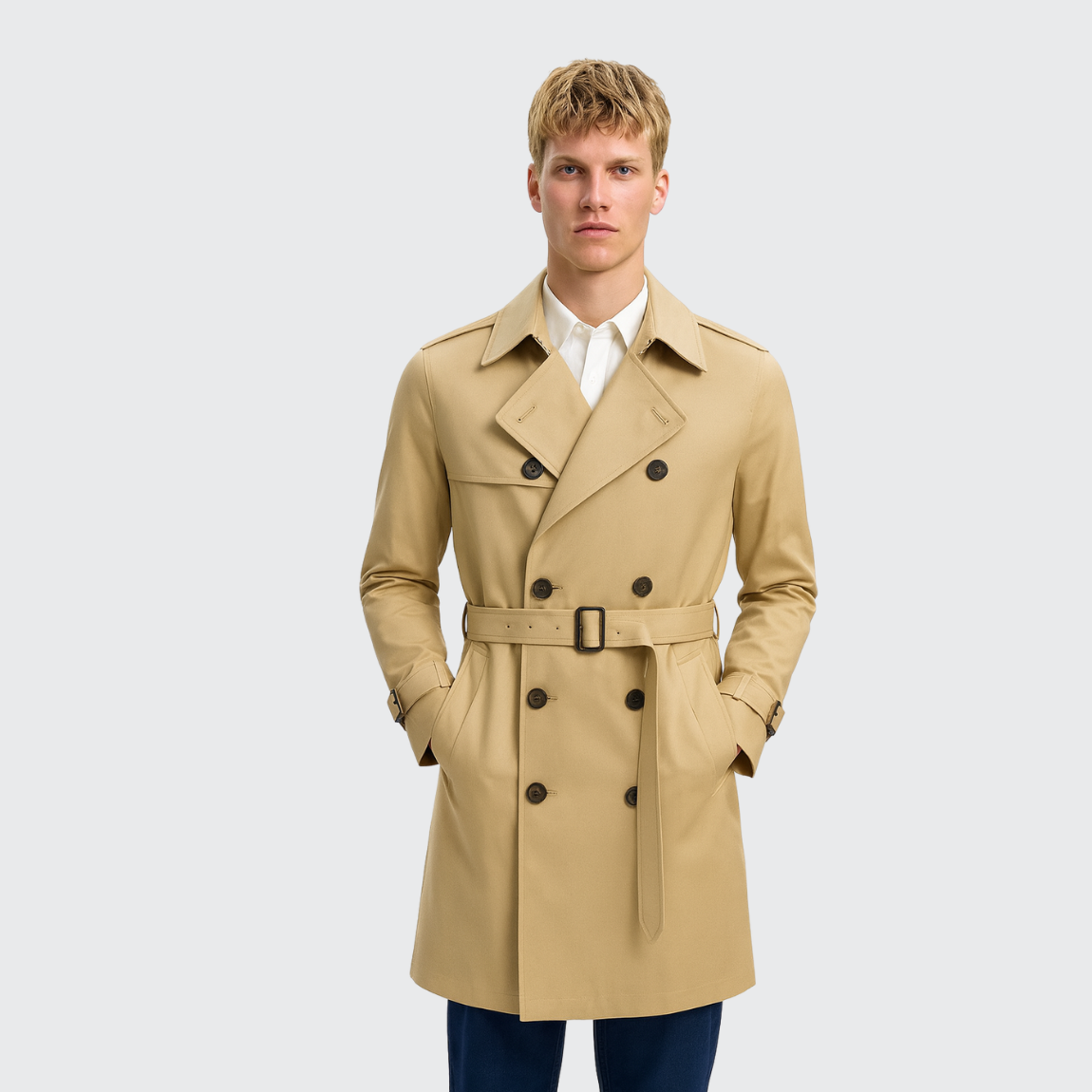 Trench-coat classique en coton Old money
