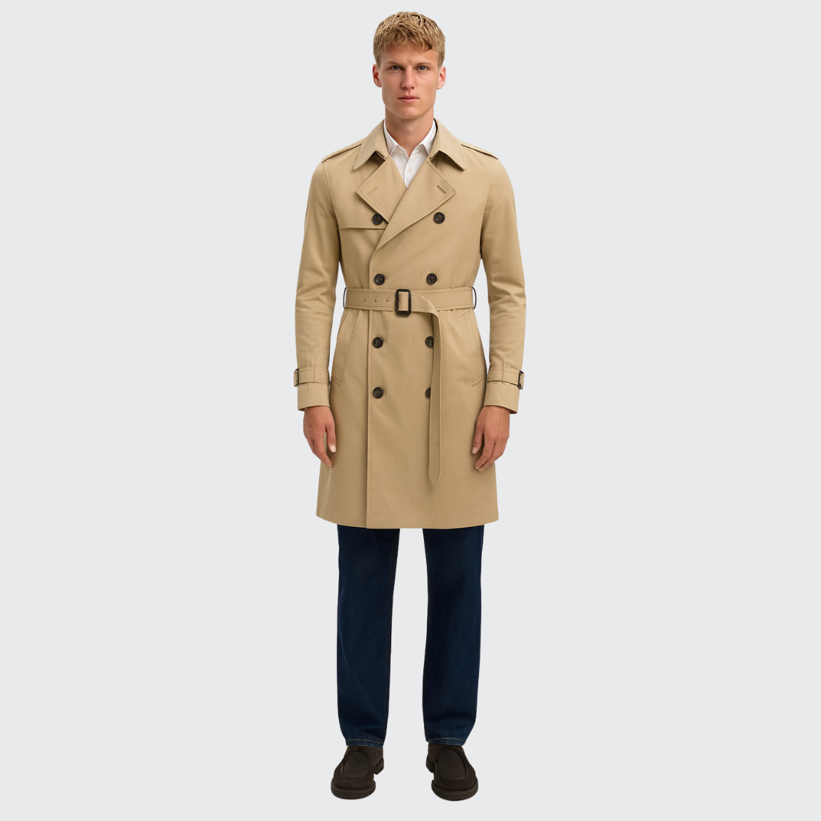 Trench-coat classique en coton Old money