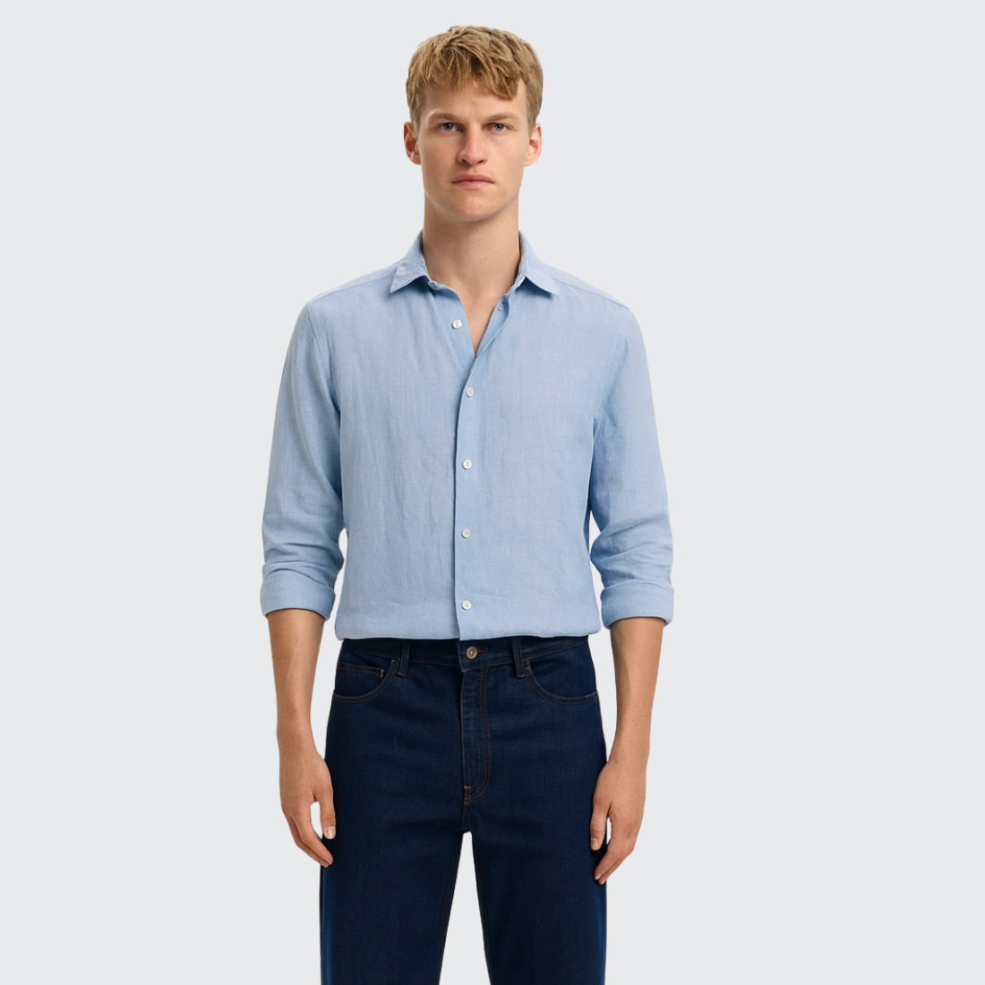 Chemise manches longues en cachemire et laine mérinos Old money