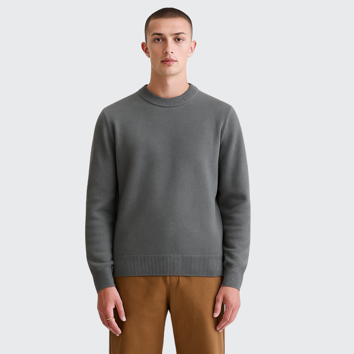 Pull col rond en maille fine cachemire Old money